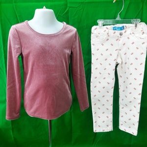 Old Navy girls Old Pink Top 5T  white Jeans Girls